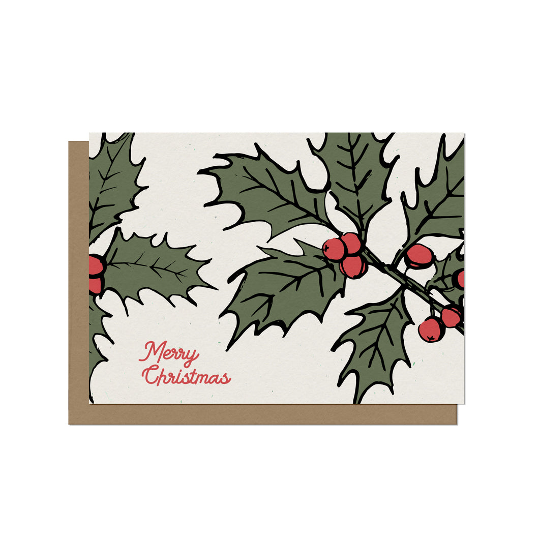 Christmas Hollies | Blank Christmas Card