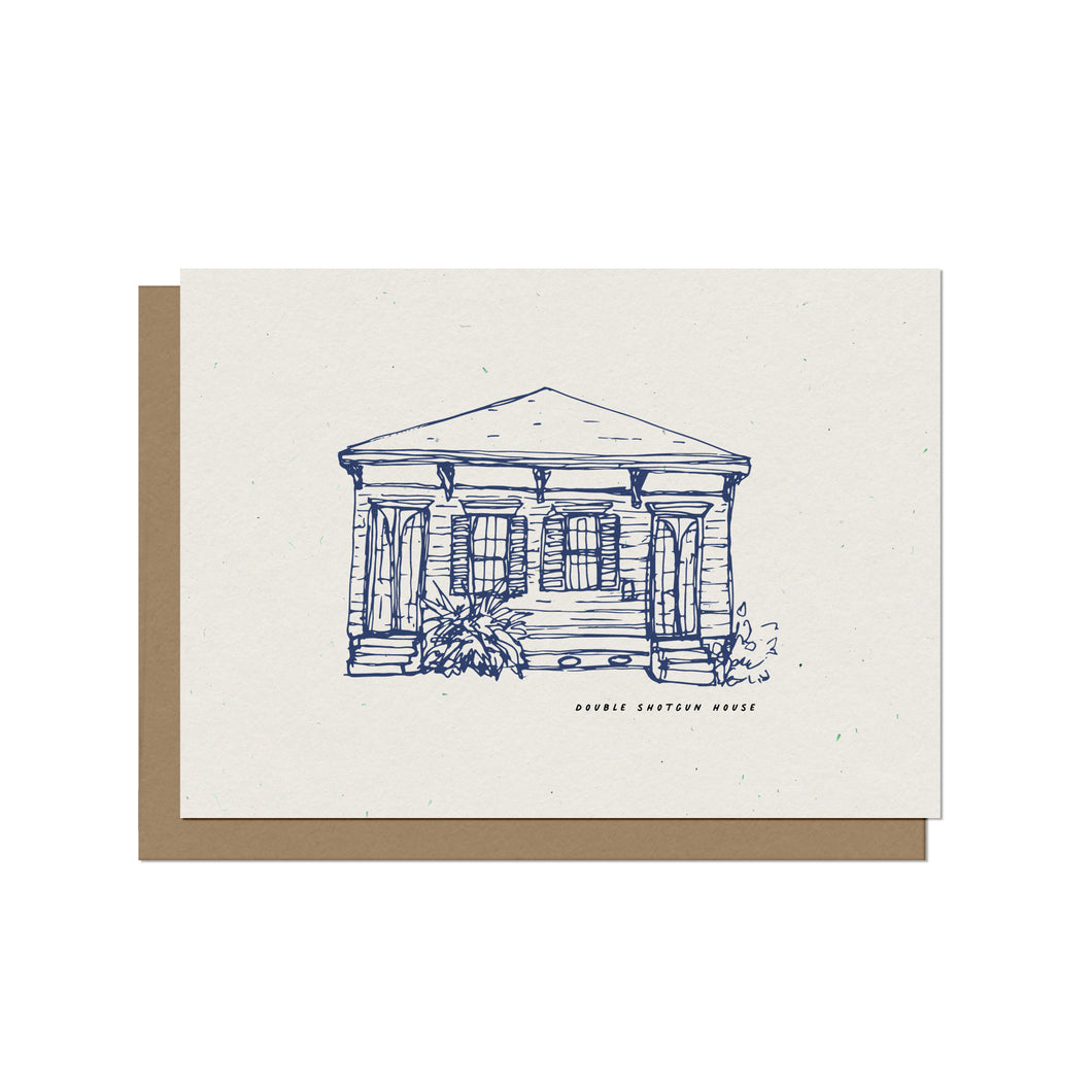 Double Shotgun Contour Illustration Blank Card