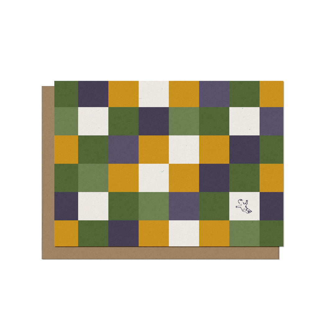 Mardi Gras Checkerboard - Blank Card