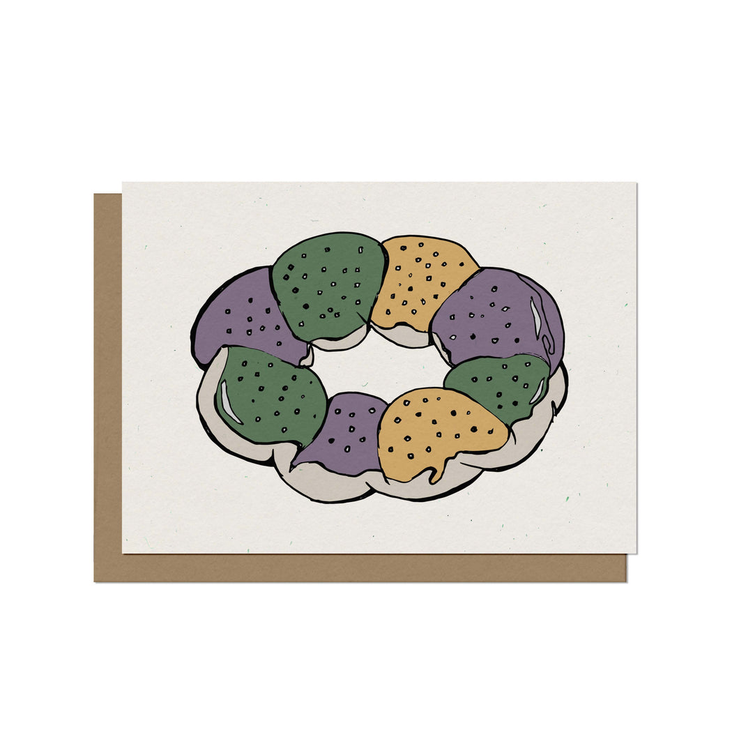 Mardi Gras King Cake - Blank Card