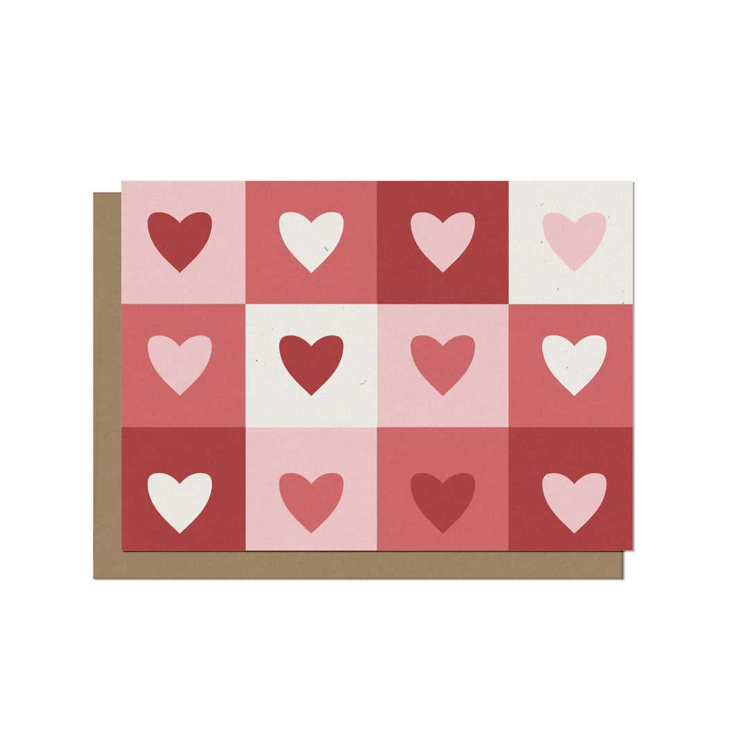 Checkerboard Hearts | Love and Valentines Day Blank Card