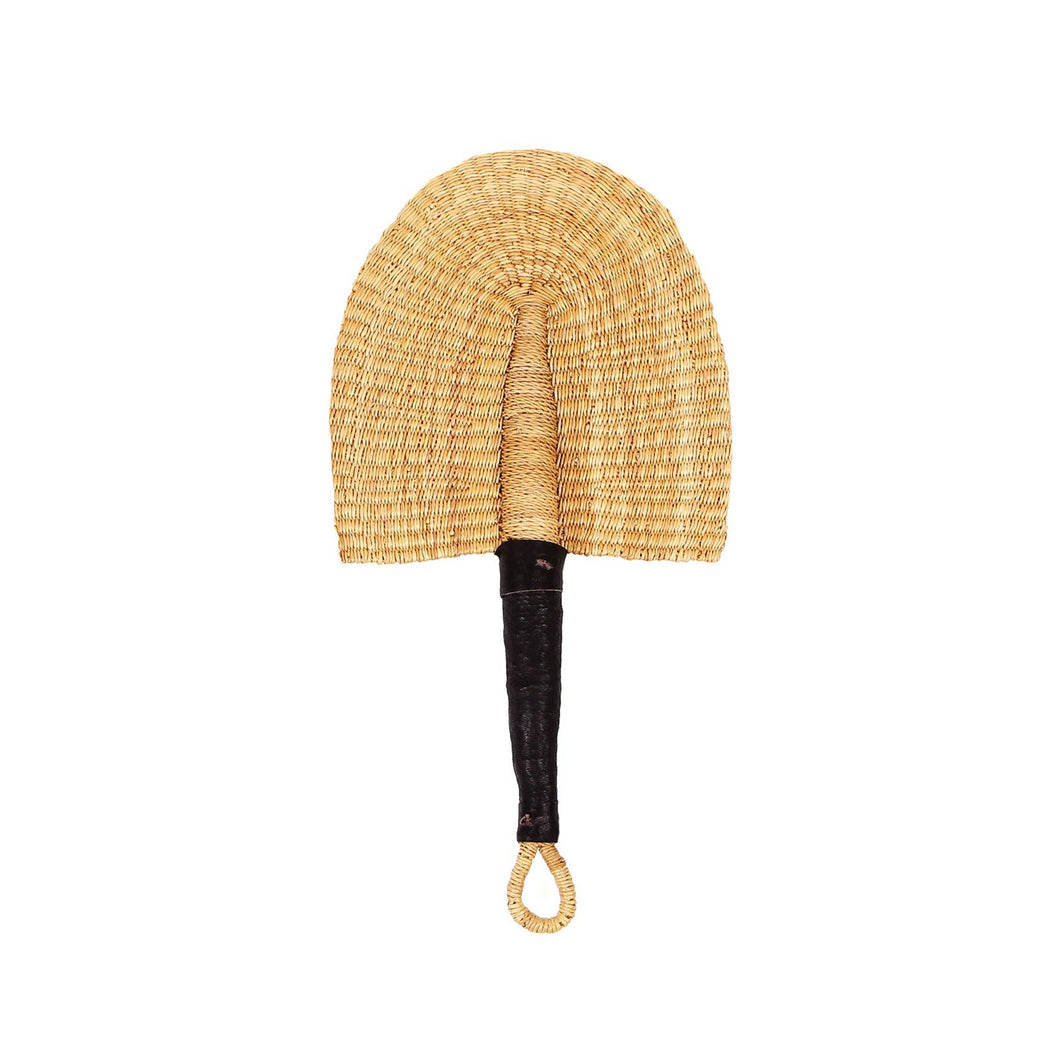 Small Natural Fan with Leather Handle