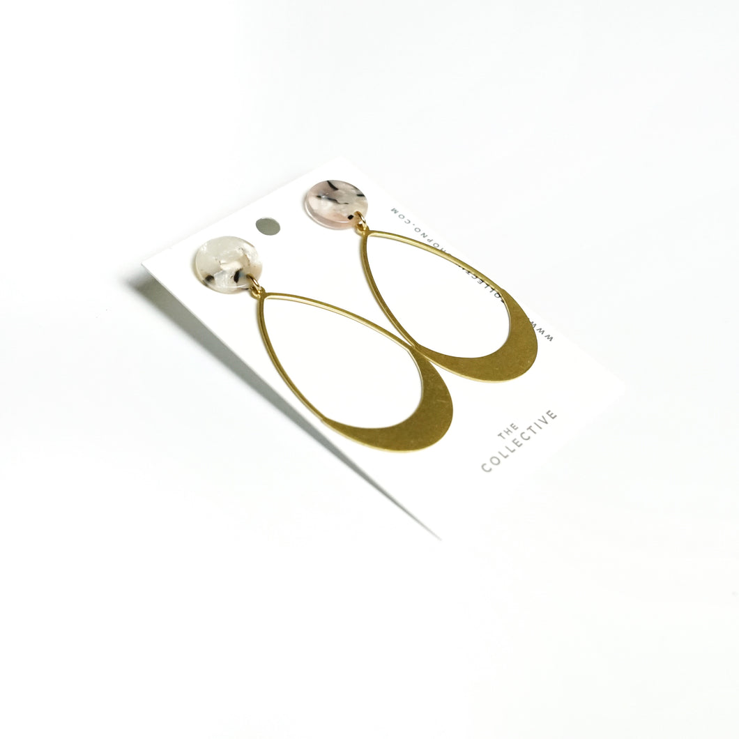 Millie Raw Brass Teardrop and Resin Earrings