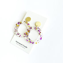 Gatsby Modern Resin Gold and Purple Flake Earrings