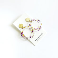 Gatsby Modern Resin Gold and Purple Flake Earrings