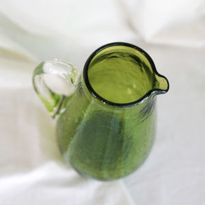 Vintage Small Green Glass Pitcher