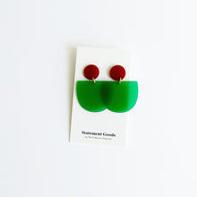 Olympia Green and Deep Red Earrings