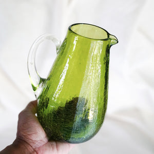 Vintage Small Green Glass Pitcher