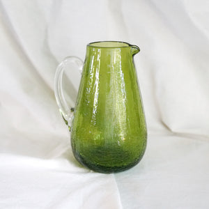Vintage Small Green Glass Pitcher