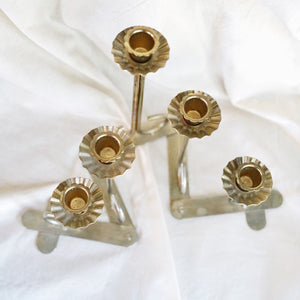 Vintage MCM 5 Folding Brass Candlestick Holder