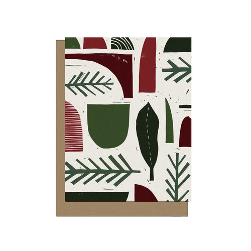 Abstract Holiday Foliage Blank Christmas Card