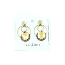Alex Circular Gold Plated, Antique and Raw Brass Dangle Earrings