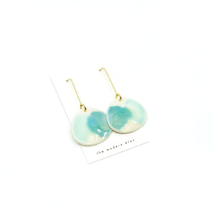 Amara - Modern Porcelain and Gold Plated Earrings - Ocean/Pale Yellow/Sea Glass
