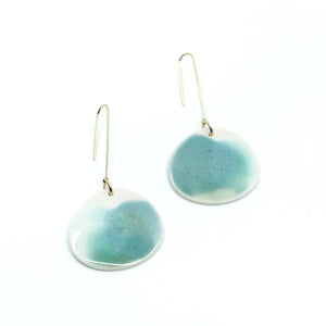 Amara - Modern Porcelain and Gold Plated Earrings - Sea Glass/Green/Ocean