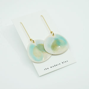 Amara - Modern Porcelain and Gold Plated Earrings - Shades of Blue and Green