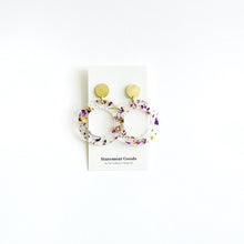 Gatsby Modern Resin Gold and Purple Flake Earrings