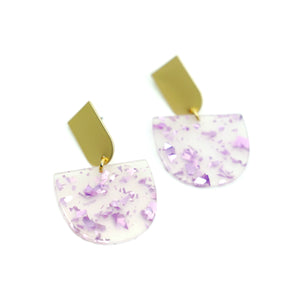 Bailey - Purple Glitter Mardi Gras Earrings