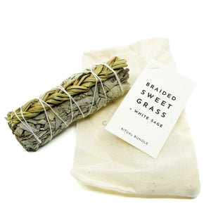 Sweetgrass and White Sage 4 inch Bundle