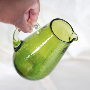 Vintage Small Green Glass Pitcher