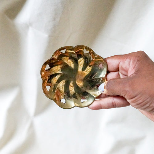Vintage Small Hearts Brass Dish