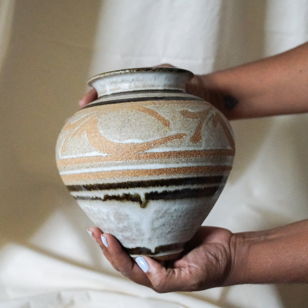 Vintage Hand-Glazed Ceramic Vase