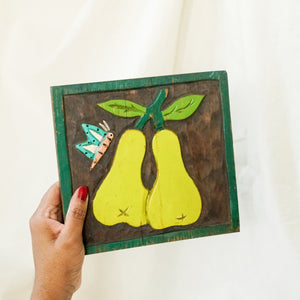 Vintage Carved Pear Wooden Wall Art