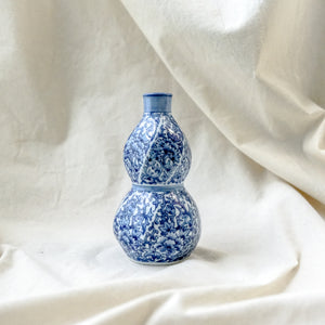 Small Vintage Blue and White Swirl Japanese Vase