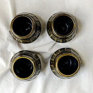 Vintage Set of 4 Olive Green Ceramic Espresso Cups