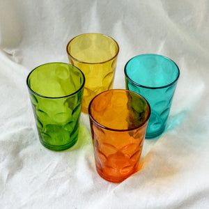 Vintage Set of 4 Colored Dots Glassware