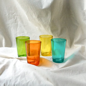 Vintage Set of 4 Small Colored Glassware