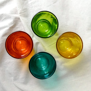 Vintage Set of 4 Small Colored Glassware