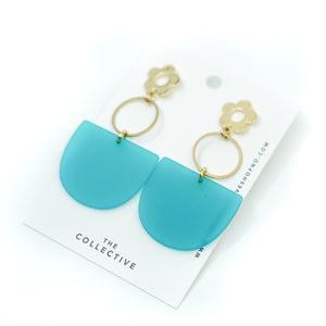 Daisy Gold Plated Stud and Matte Resin Dangle Earrings