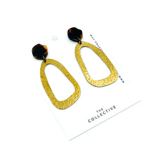 Irina organic shape Acetate with textured Brass Earrings