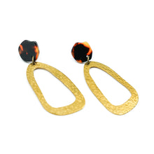Irina organic shape Acetate with textured Brass Earrings