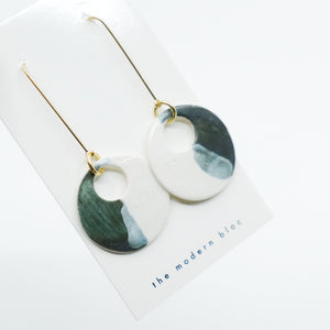 Nia - Circular Cutout - Multi-Colored Modern Porcelain and Gold Plated Earrings