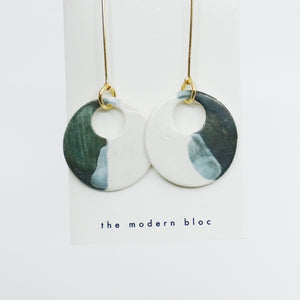 Nia - Circular Cutout - Multi-Colored Modern Porcelain and Gold Plated Earrings
