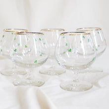 Vintage Set of 5 Shamrock Snifter Glasses
