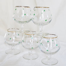 Vintage Set of 5 Shamrock Snifter Glasses