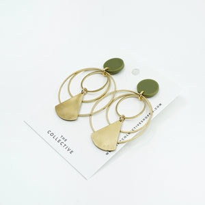 Aubry Brass and Olive Resin Earrings