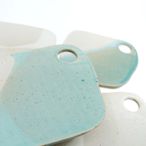 Catahoula - Medium Organic Ceramic Charcuterie Board - Sea Glass/Cream Glaze