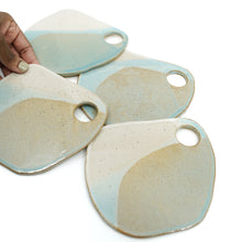 Lafayette - Small Organic Ceramic Charcuterie Board - Amber Blue / Cream Glaze