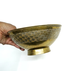 Vintage Sarna Brass India Etched Brass Bowl