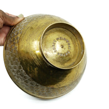 Vintage Sarna Brass India Etched Brass Bowl
