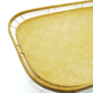 Vintage Woven Rattan and Bamboo Serving Tray