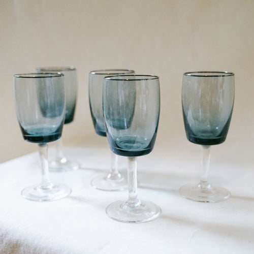 Vintage Smoke Wine Glasses - Set of 5