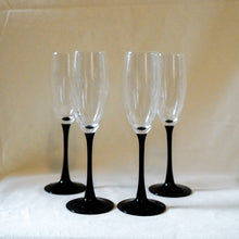 Vintage Black Onyx Stemmed Glassware Set of 4