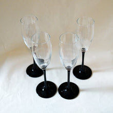 Vintage Black Onyx Stemmed Glassware Set of 4