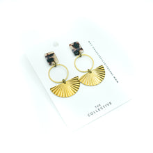 Fran Raw Brass and Resin Fan Dangle Earrings