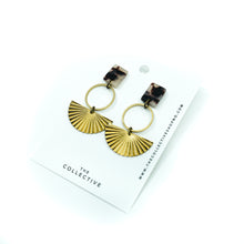 Fran Raw Brass and Resin Fan Dangle Earrings