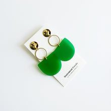 Cleopatra - Matte Green Acetate w/Gold Wavy Studs Earrings